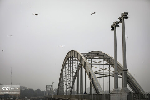 پرواز پرندگان مهاجر بر فراز پل سفید اهواز