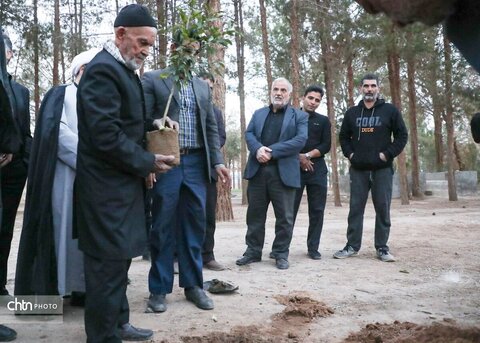 درختکاری مسئولان در روستای هدف گردشگری فهرج
