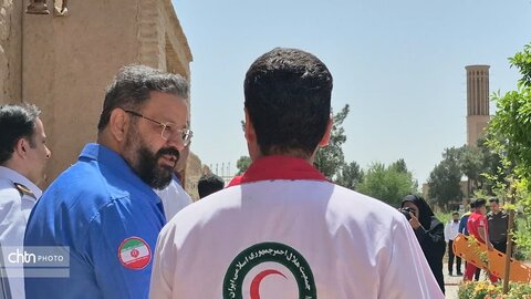 مانور آمادگی امدادگران و نهادهای خدماتی برای حفاظت از آثار در حین و پس از بحران در مکان باغ جهانی دولت آباد