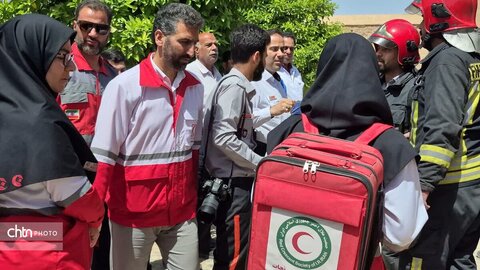 مانور آمادگی امدادگران و نهادهای خدماتی برای حفاظت از آثار در حین و پس از بحران در مکان باغ جهانی دولت آباد