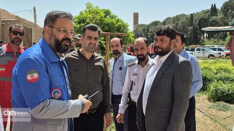 مانور آمادگی امدادگران و نهادهای خدماتی برای حفاظت از آثار در حین و پس از بحران در مکان باغ جهانی دولت آباد