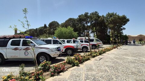 مانور آمادگی امدادگران و نهادهای خدماتی برای حفاظت از آثار در حین و پس از بحران در مکان باغ جهانی دولت آباد