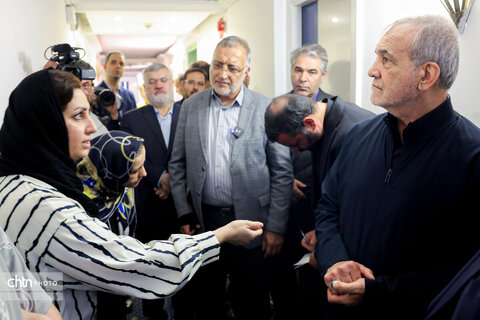 دیدار پزشکیان با جمعی از خانواده های آسیب دیده از جنگ مستقر در هتل لاله