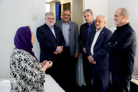 دیدار پزشکیان با جمعی از خانواده های آسیب دیده از جنگ مستقر در هتل لاله