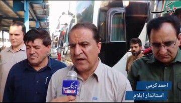 اتوبوس در پایانه مرزی مهران ایلام به اندازه کافی دپو شده و روند جابجایی زائران روان است