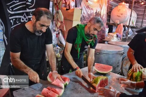 فعالیت خادمین موکب مصباح الهدی حسینیه اعظم زنجان در مسیر نجف اشرف به کربلای معلی