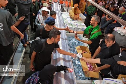 فعالیت خادمین موکب مصباح الهدی حسینیه اعظم زنجان در مسیر نجف اشرف به کربلای معلی