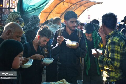 فعالیت خادمین موکب مصباح الهدی حسینیه اعظم زنجان در مسیر نجف اشرف به کربلای معلی