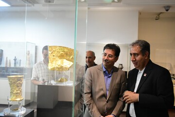 بازدید رئیس پژوهشگاه میراث‌فرهنگی و گردشگری از نمایشگاه «روایتگران ایران کهن»