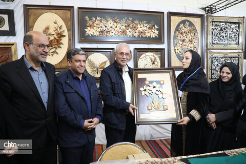 بازدید دستیار رئیس جمهور از غرفه هنرمندان صنایع‌دستی اردبیل
