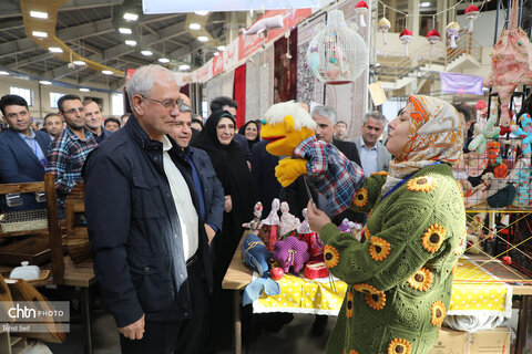 بازدید دستیار رئیس جمهور از غرفه هنرمندان صنایع‌دستی اردبیل