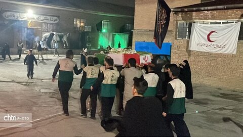 مراسم عزاداری فاطمی با حضور شهید گمنام در حسینیه اعظم هلال رضوی ارومیه