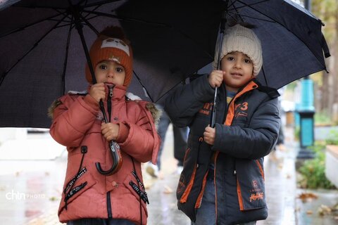 اولین بارش باران در محور فرهنگی و تاریخی چهارباغ اصفهان