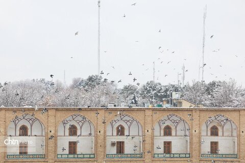 اولین بارش برف در مجموعه جهانی میدان امام (ره)(نقش جهان)