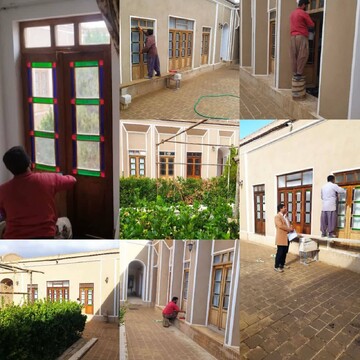 احیای درهای چوبی خانه تاریخی صالحی بهاباد