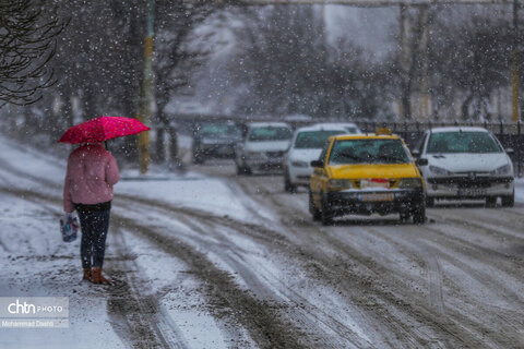 بارش برف و کولاک شدید در اردبیل