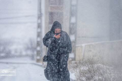بارش برف و کولاک شدید در اردبیل