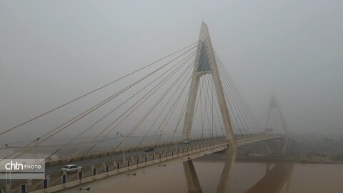 اهواز؛ پل کابلی در مه