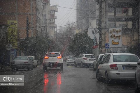 بارش برف زمستانی در ساری