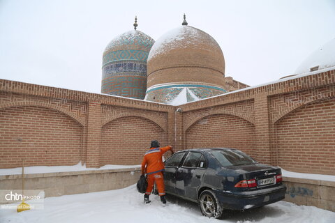 بارش برف سنگین در اردبیل