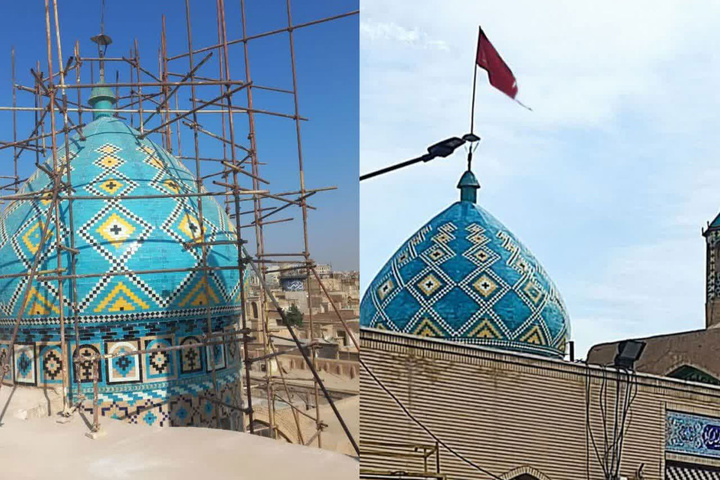 پایان عملیات مرمت بنای تاریخی امامزادگان طاهر و منصور کاشان
