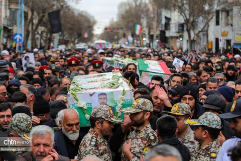 تشییع پیکر مطهر ۳ شهید حمله آمریکایی - صهیونی در اردبیل