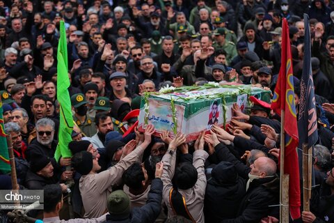 تشییع پیکر مطهر ۳ شهید حمله آمریکایی - صهیونی در اردبیل