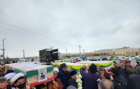 تشییع پیکر شهدای حمله آمریکایی_صهیونسیتی به کارخانه نشاسته‌سازی نقده