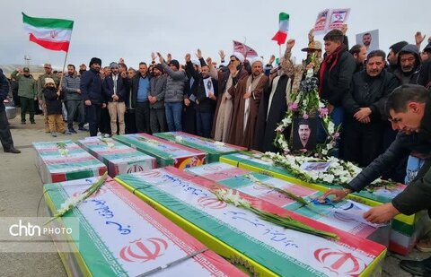 تشییع پیکر شهدای حمله آمریکایی_صهیونسیتی به کارخانه نشاسته‌سازی نقده