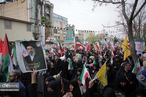 راهپیمایی پرشکوه مردم قم در روز جهانی قدس و تشییع شهداء