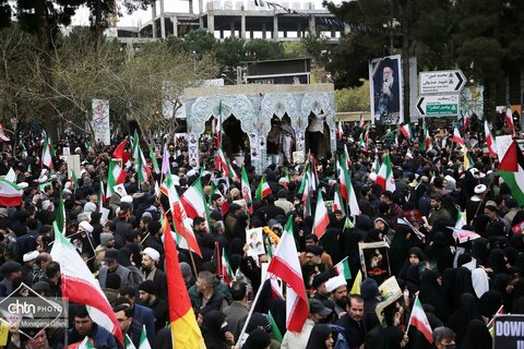 راهپیمایی پرشکوه مردم قم در روز جهانی قدس و تشییع شهداء