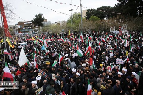 راهپیمایی پرشکوه مردم قم در روز جهانی قدس و تشییع شهداء