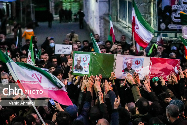 آئین تشییع شهدای ناو دنا و شهیدان لاریجانی و سلیمانی