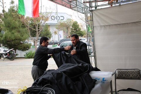 مراحل آماده‌سازی موکب «جان من، ایران من» در قم