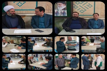 برپایی میز خدمت میراث‌فرهنگی ساوجبلاغ در مصلی نماز جمعه مهستان