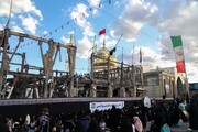 آیین تعویض پرچم حسینیه اعظم زنجان در اولین روز از محرم