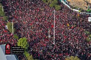 تصاویر هوایی  از «بدرقه آقای شهید ایران» در میان جمعیت عظیم مردم قم در مسجد مقدس جمکران