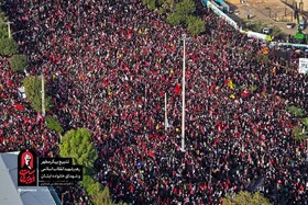 تصاویر هوایی  از «بدرقه آقای شهید ایران» در میان جمعیت عظیم مردم قم در مسجد مقدس جمکران
