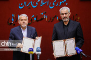 نشست مشترک سیدرضا صالحی‌امیری، وزیر میراث‌فرهنگی، گردشگری و صنایع‌دستی و علی مدنی‌زاده، وزیر امور اقتصادی و دارایی