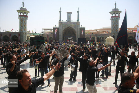 عزاداران اربعینی حسینی(ع) در حرم مطهر بانوی کرامت(س) قم