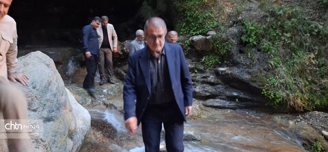 گزارش تصویری | بازدید میدانی استاندار از ظرفیت‌های گردشگری آبشار تنگ تامرادی