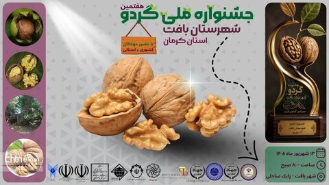 هفتمین جشنواره ملی گردو شهرستان بافت ۱۳ شهریور برگزار می‌شود