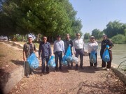 پاکسازی ساحل رودخانه شاوور شوش در راستای پویش «خوزستان پاکیزه»