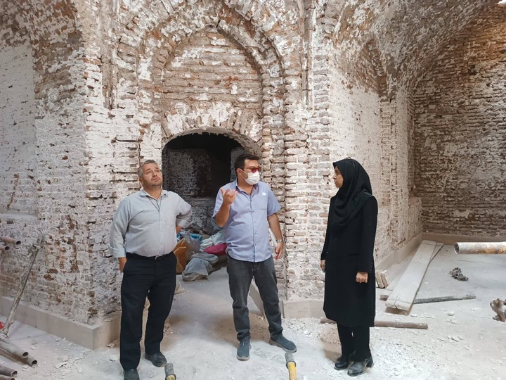 گرمابه تاریخی بلور قزوین در مسیر مرمت و بهره‌برداری/ بازدید مدیرکل میراث‌فرهنگی استان قزوین از روند اجرای پروژه