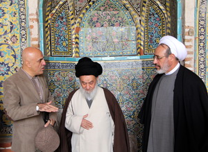 دیدار آیت الله حاج سید مجتبی رودباری از مدرسه تاریخی سردارین قزوین